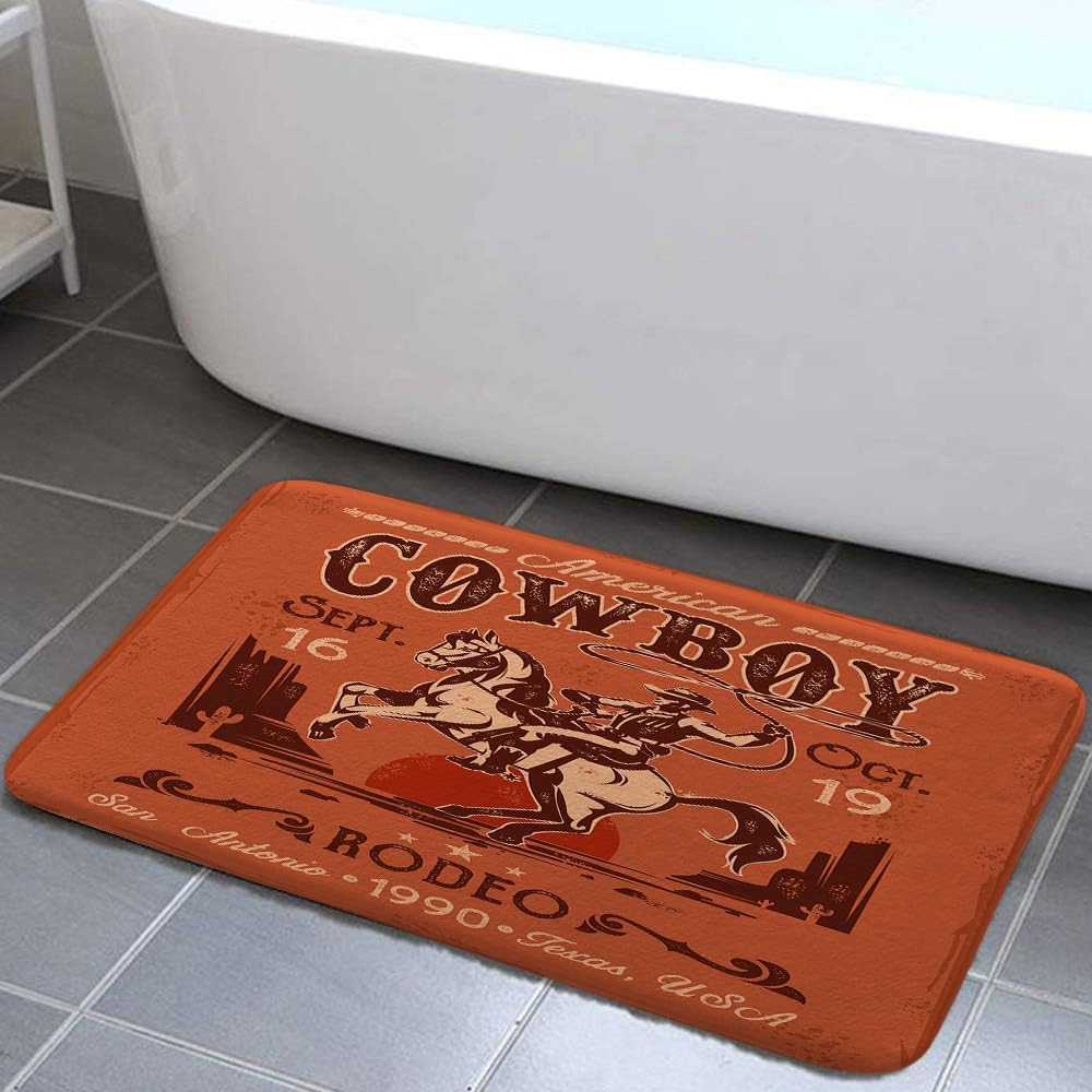 NYMB Retro Western Cowboy Bath Rug Set 17X29in 1