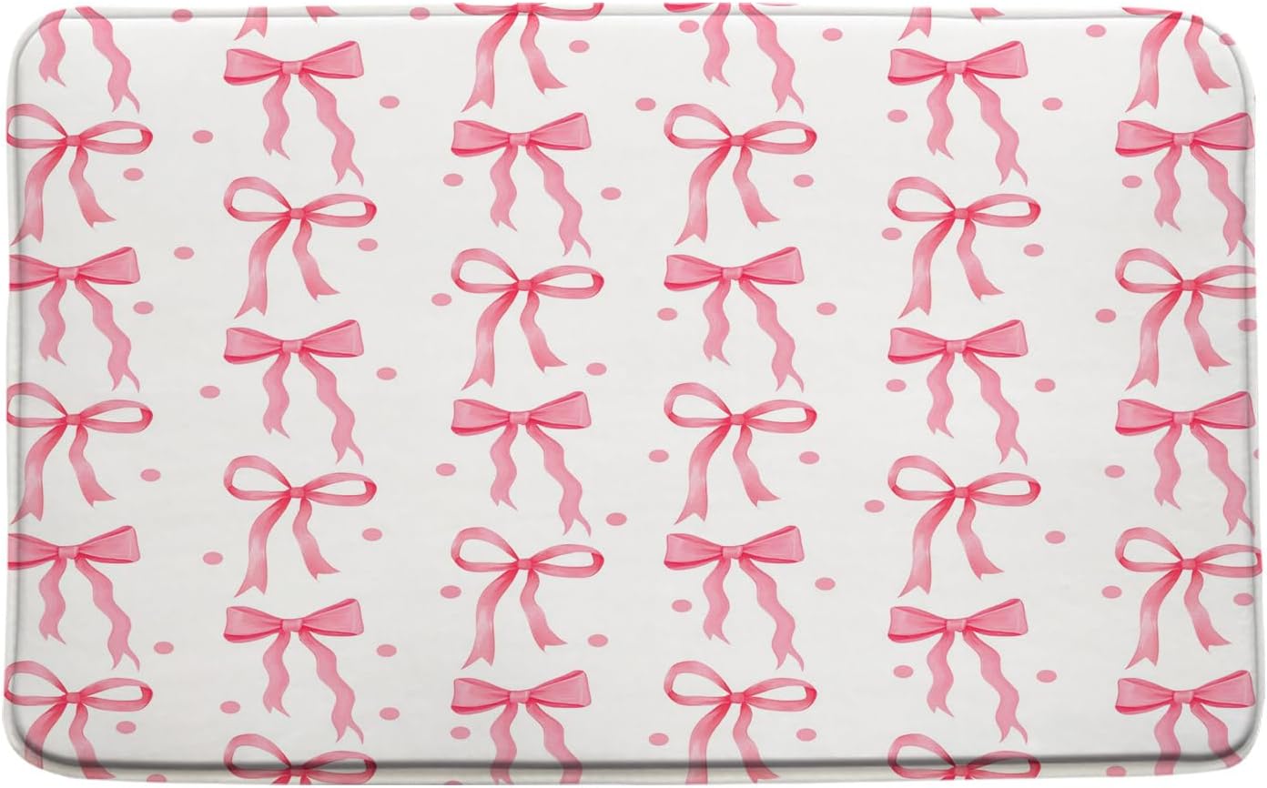 AEMBEE Pink Bow Bath Mat 178x295 Inch
