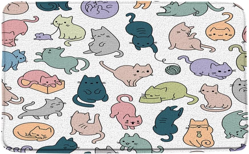 Sunhe Cute Cartoon Cat Bath Mat with Memory Foam