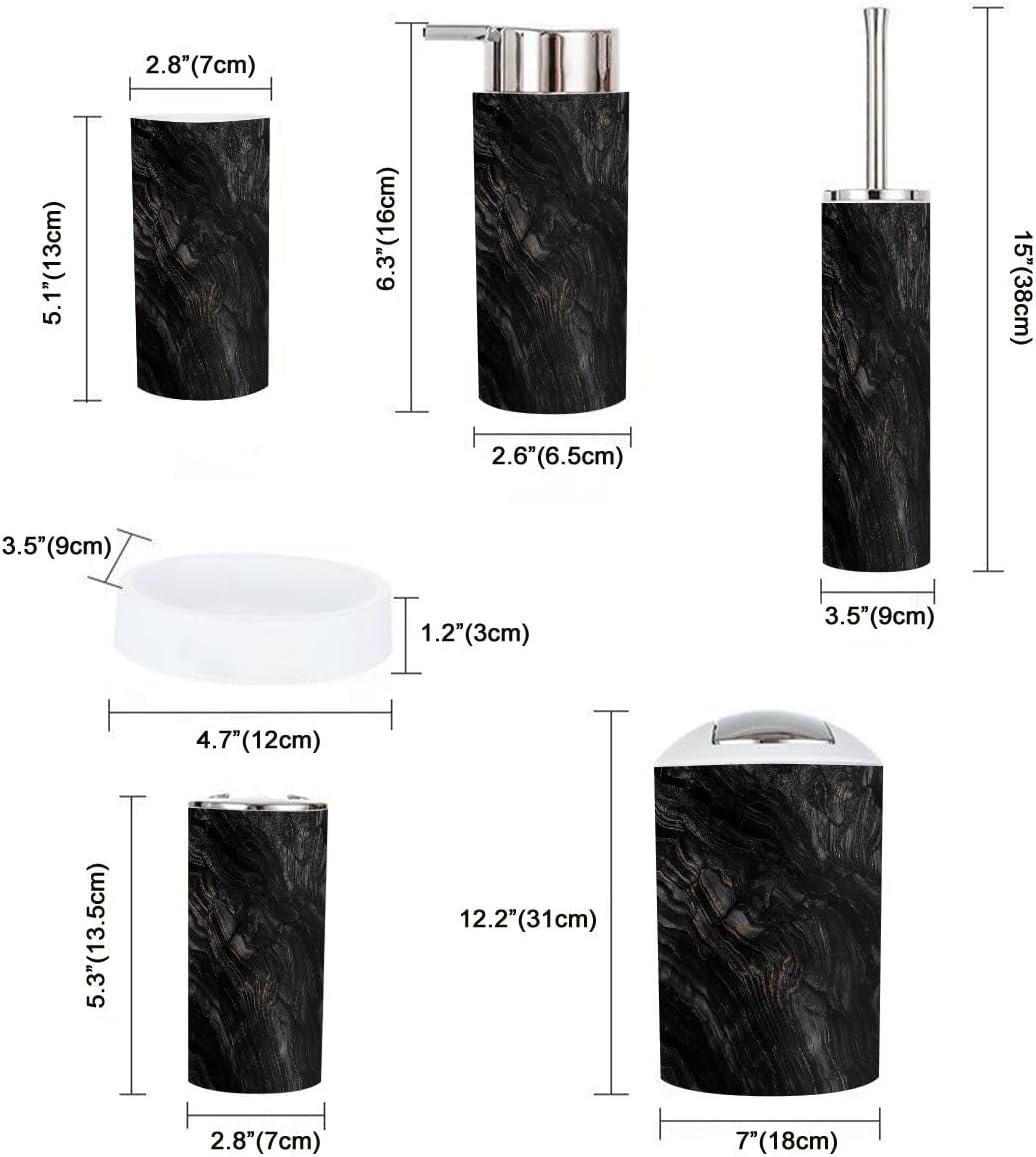Boho Basalt Bathroom Accessory Set of 6