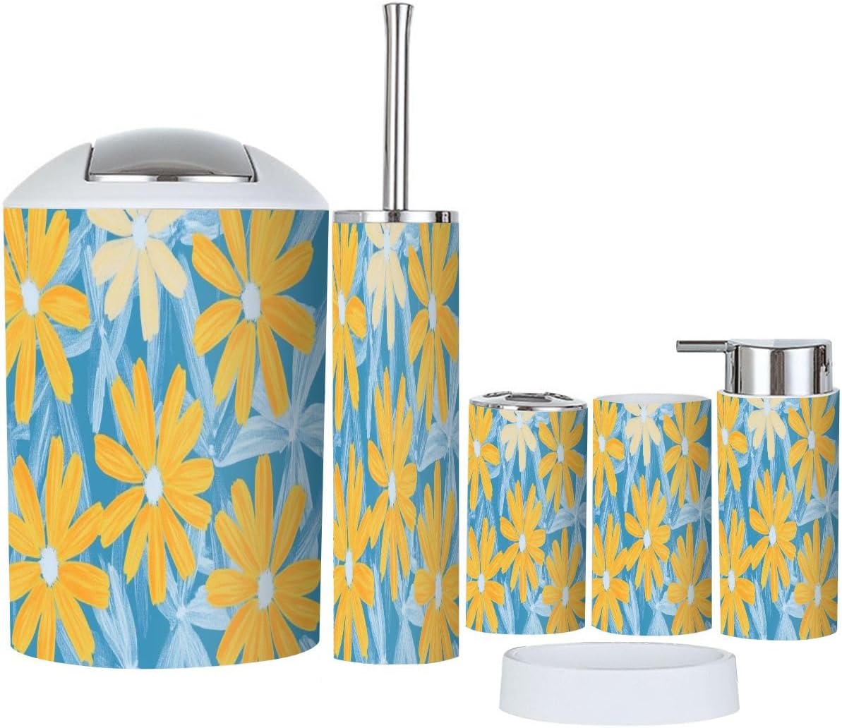 Boho Floral Bathroom Accessory Set 6 Piece