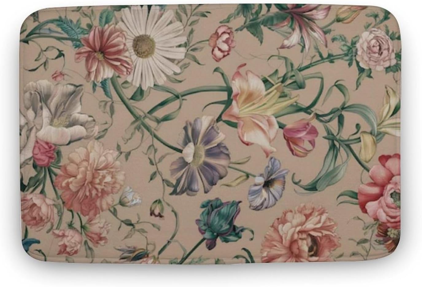 Washable Flower Bath Rug 16x24 Non-Slip Mat