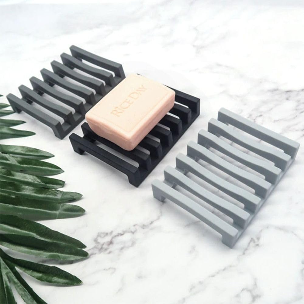 Durable Silicone Soap Dish Holder for Bathroom Grey