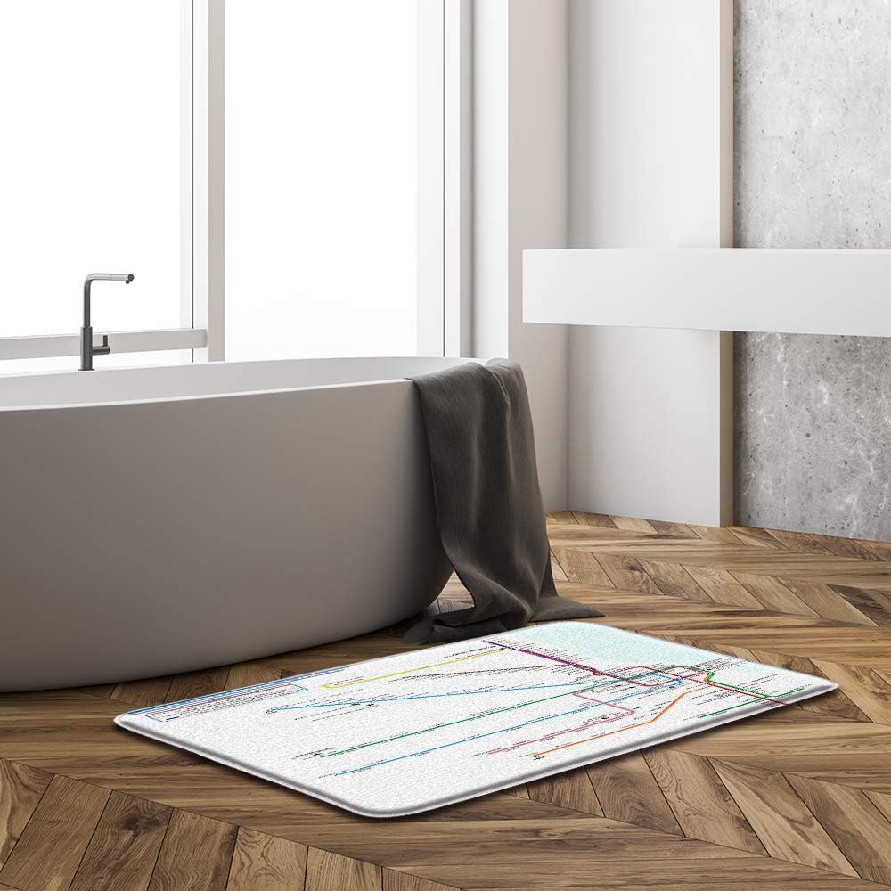 GCTNBJL Chicago Transit Authority Subway Map Bath Mat 178x295 Inch 1