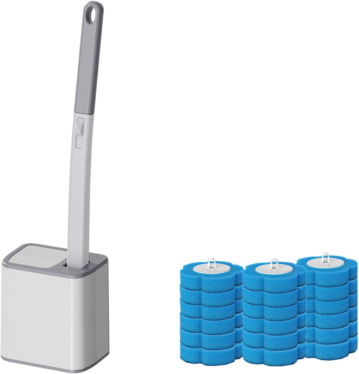 JUDEWY Toilet Brush Holder Set with 18 Refills Gray