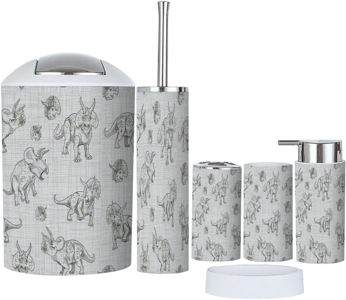 Boho Triceratops Bathroom Accessory Set 6 Piece