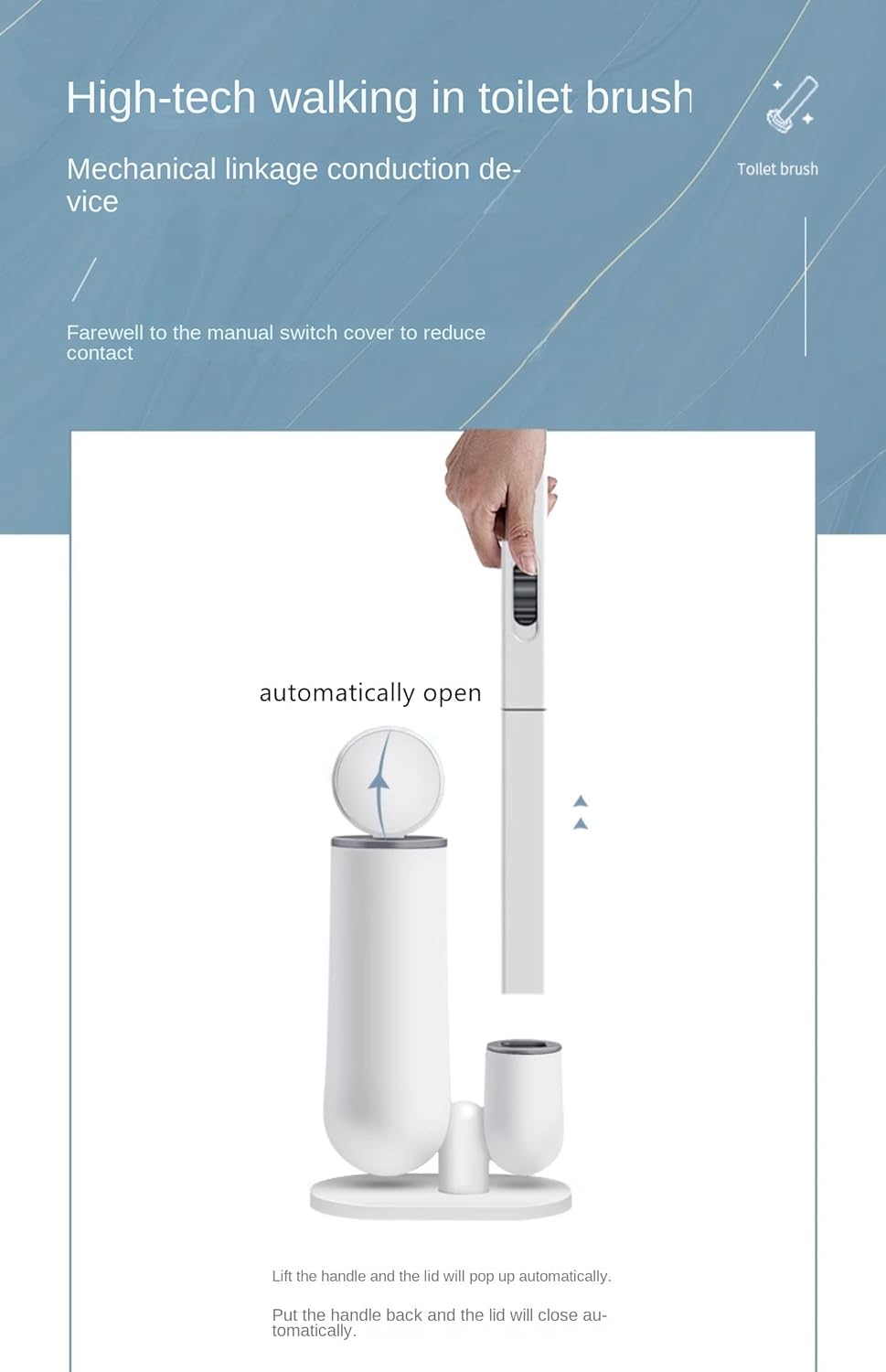 KAHIOE Automatic Toilet Brush with 24PCS Refills and Holder