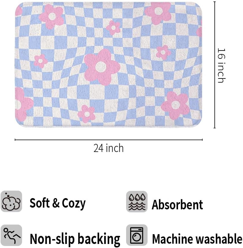Vigesun Flower Bath Rug Non Slip Plush 16x24 Pink Purple