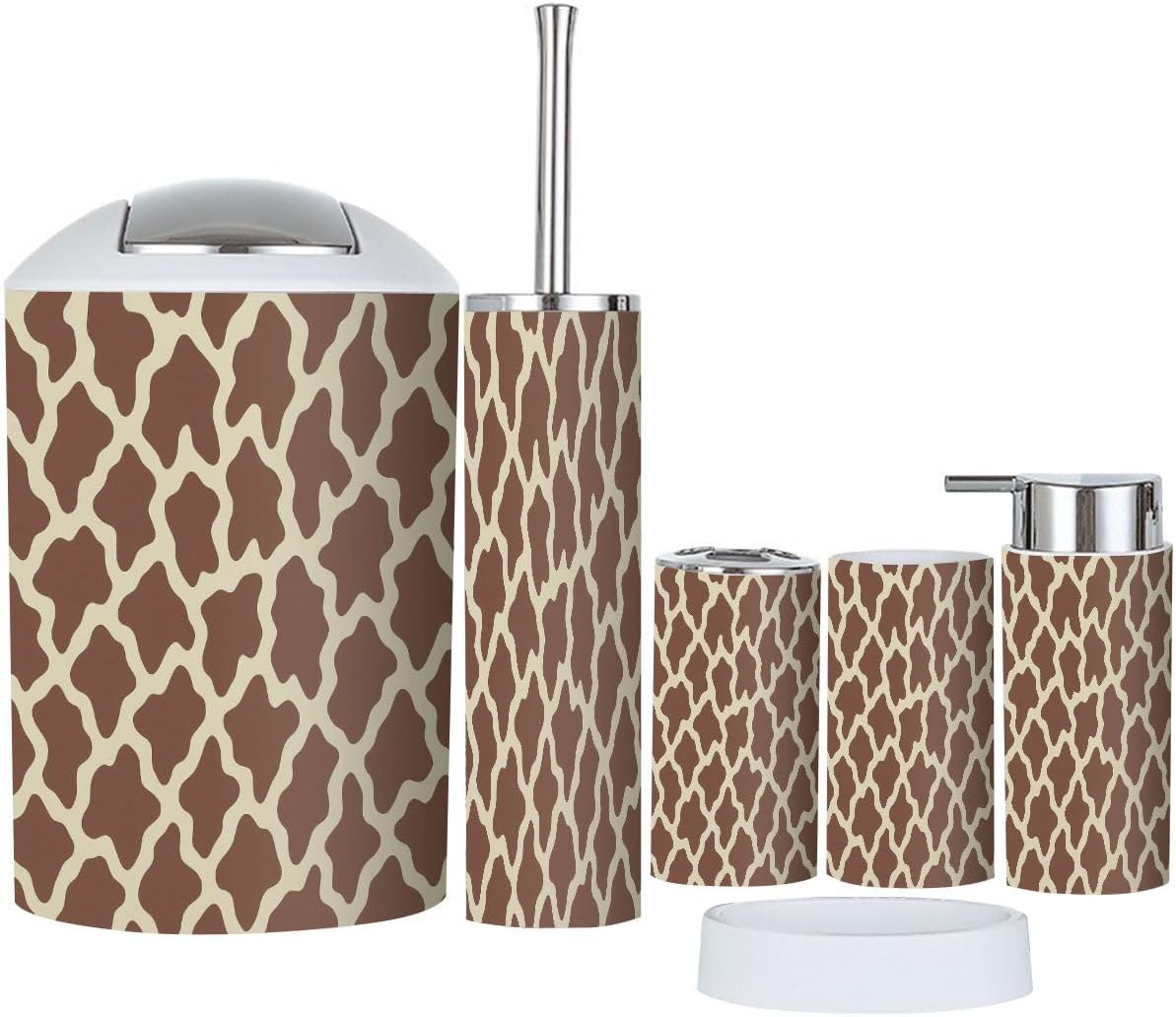 Boho Cow Print Bathroom Accessory Set 6 Piece 1