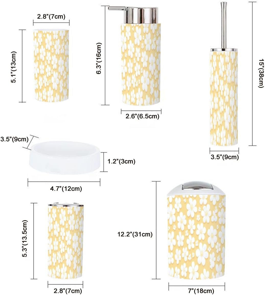 Boho Retro Flower Bathroom Accessory Set 6 Piece