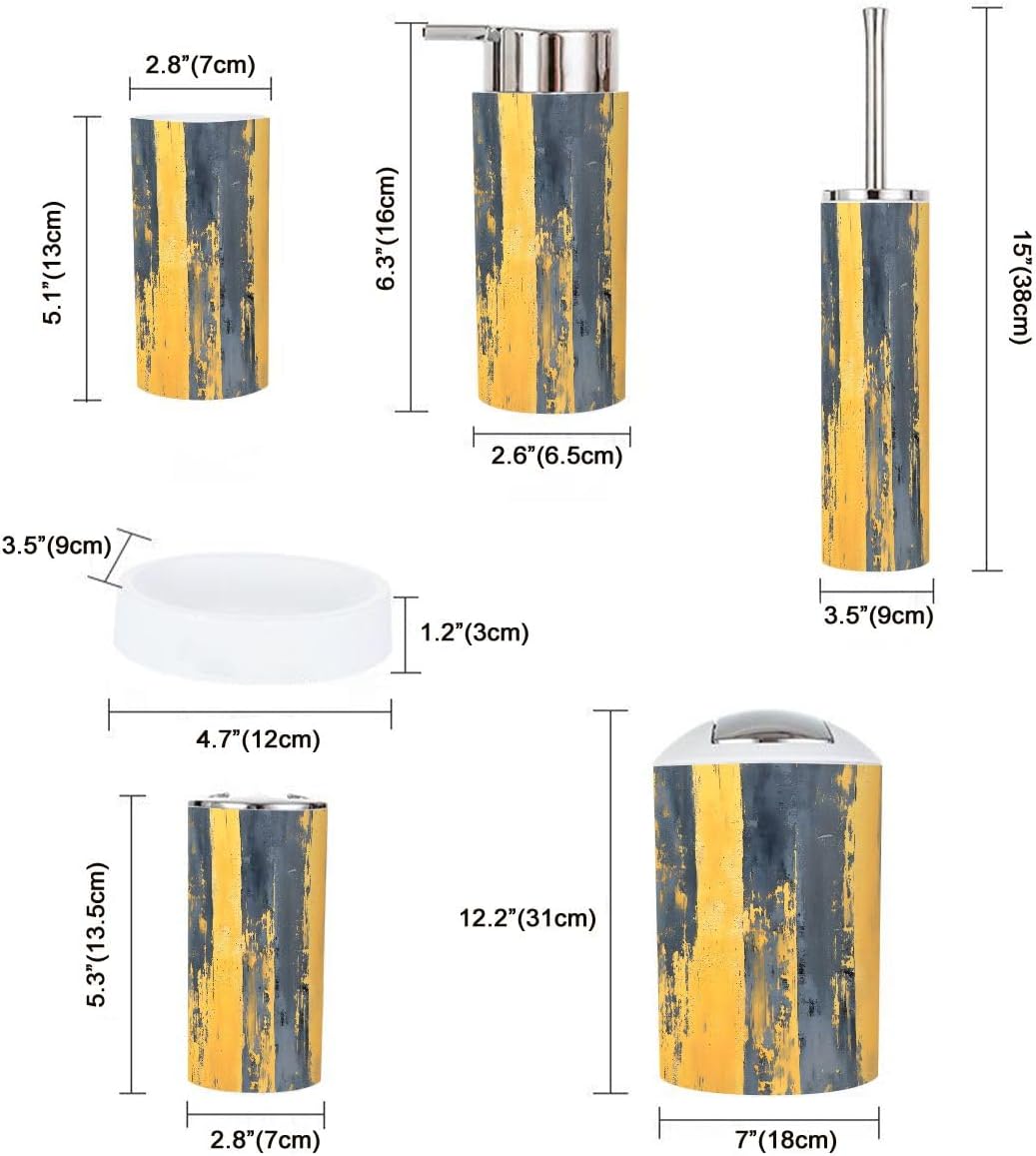 Bathroom Accessory Set 6 Piece Boho Gold Distressed Texture