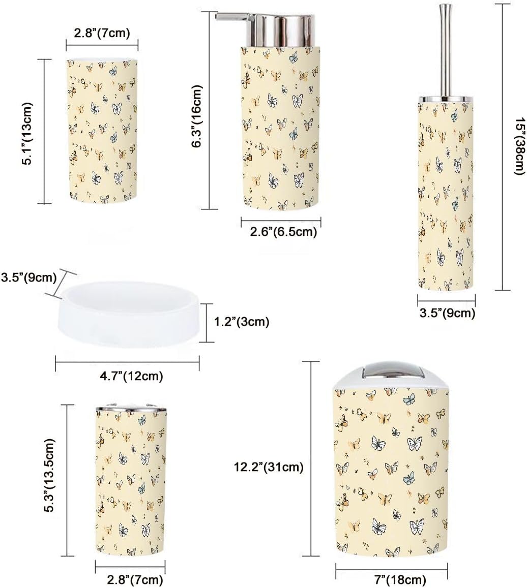 Boho Yellow Bathroom Accessory Set of 6 Pieces