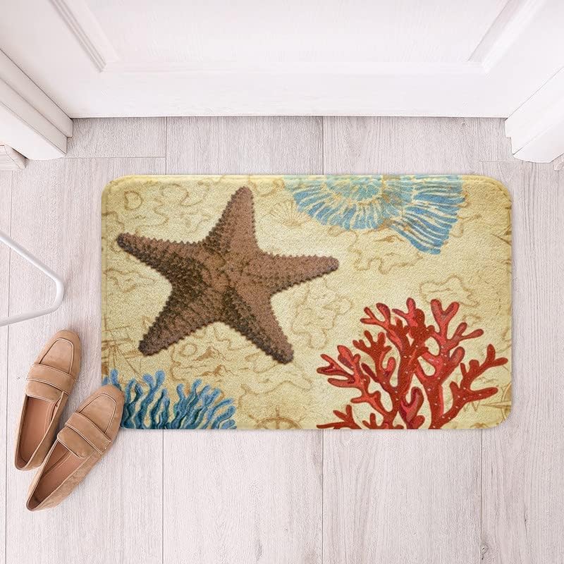 FHTHKA Starfish Beach Bath Mat 24x16inch