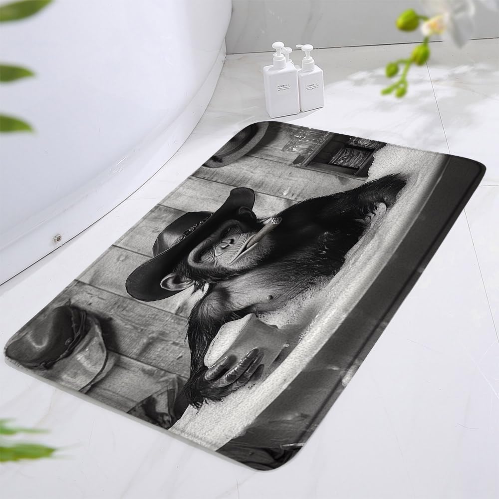 Funny Monkey Bath Mat with Western Cowboy Design
