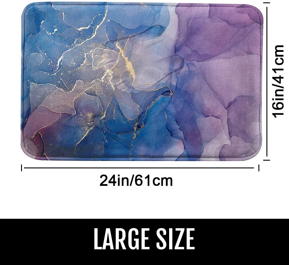 Britimes Blue Purple Bath Mat with Marble Texture