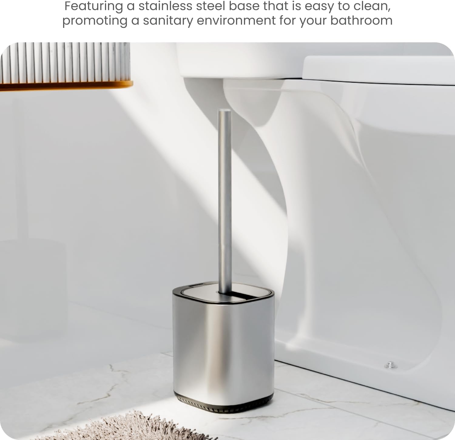 Home Zone Living Toilet Brush with Automatic Lid and Stainless Steel Handle 1