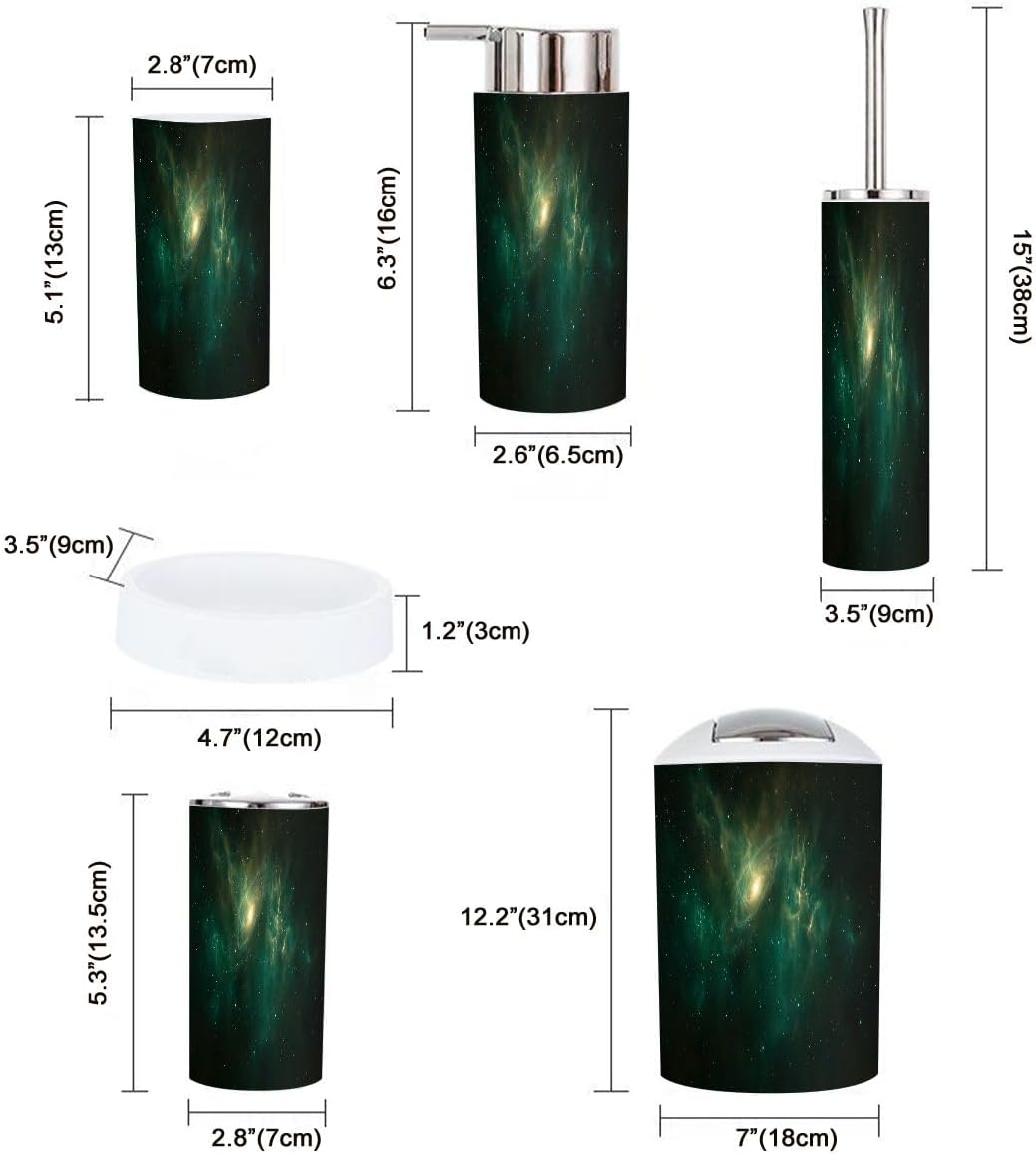 Boho Bathroom Accessory Set with Fractal Nebula Design