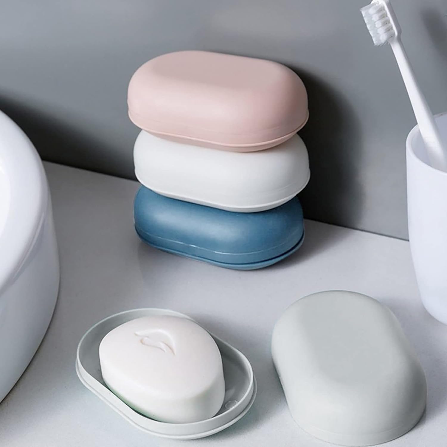 Yiwula 4PCS Soap Box with Lid Holder