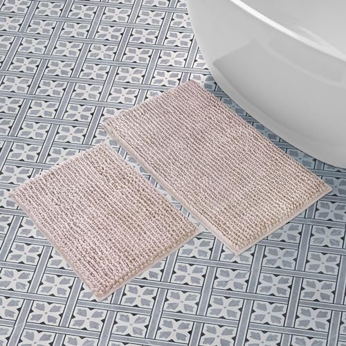 Laura Ashley Butter Chenille Bath Rug Set - 2 Piece Blush 1