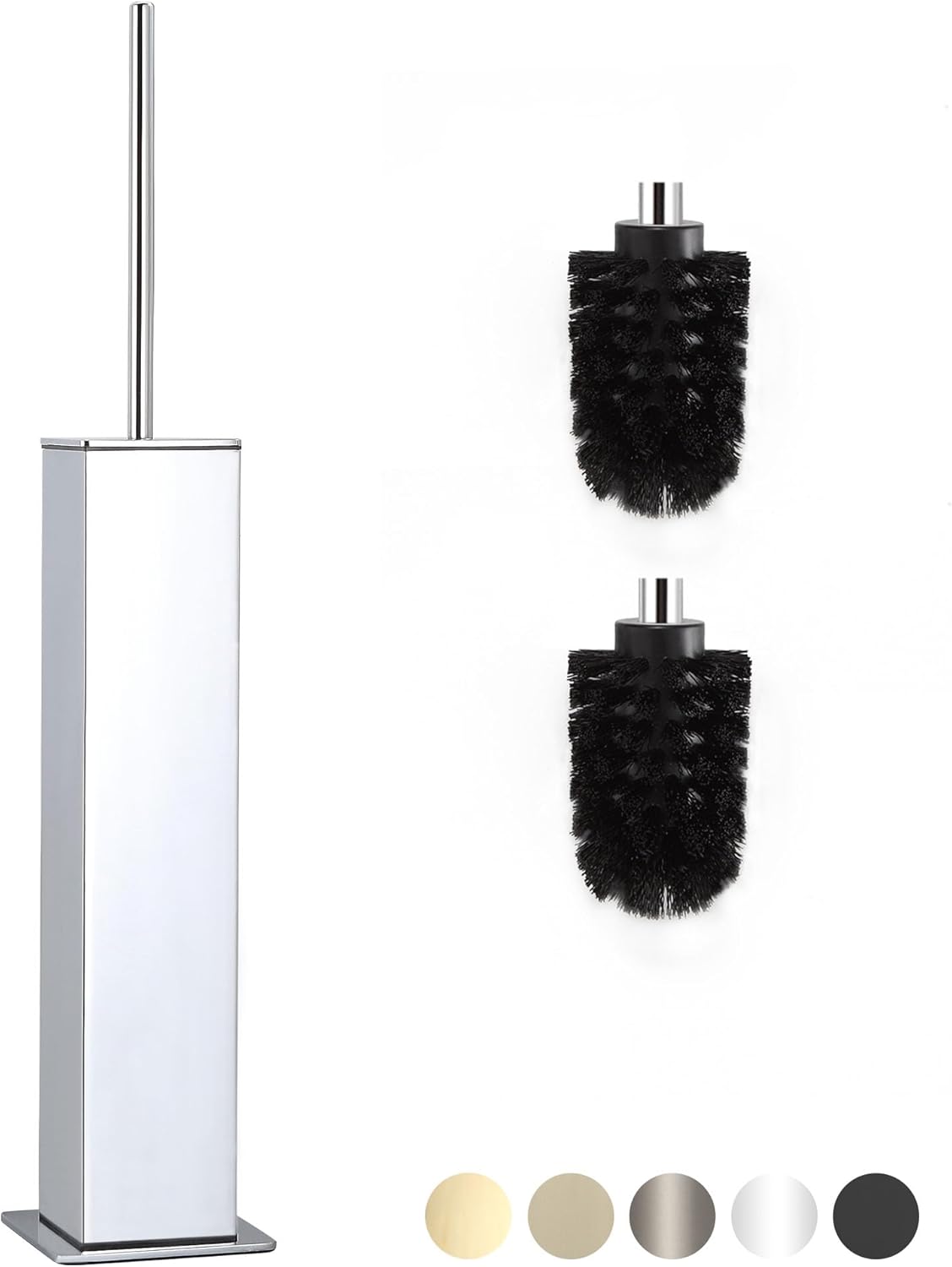 BVL Chrome Toilet Brush with Holder Set