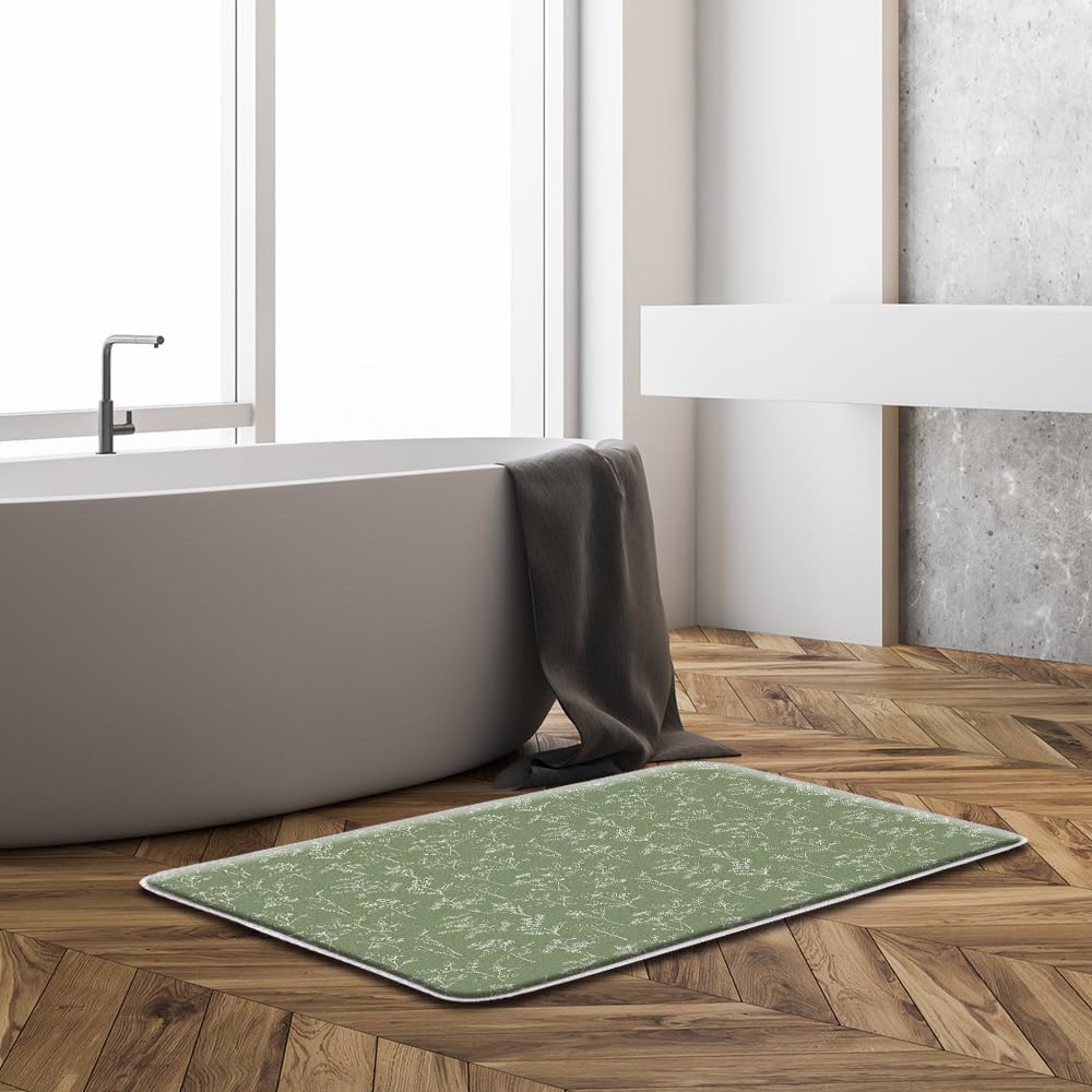 Sunhe Vintage Botanical Bath Mat Sage Green