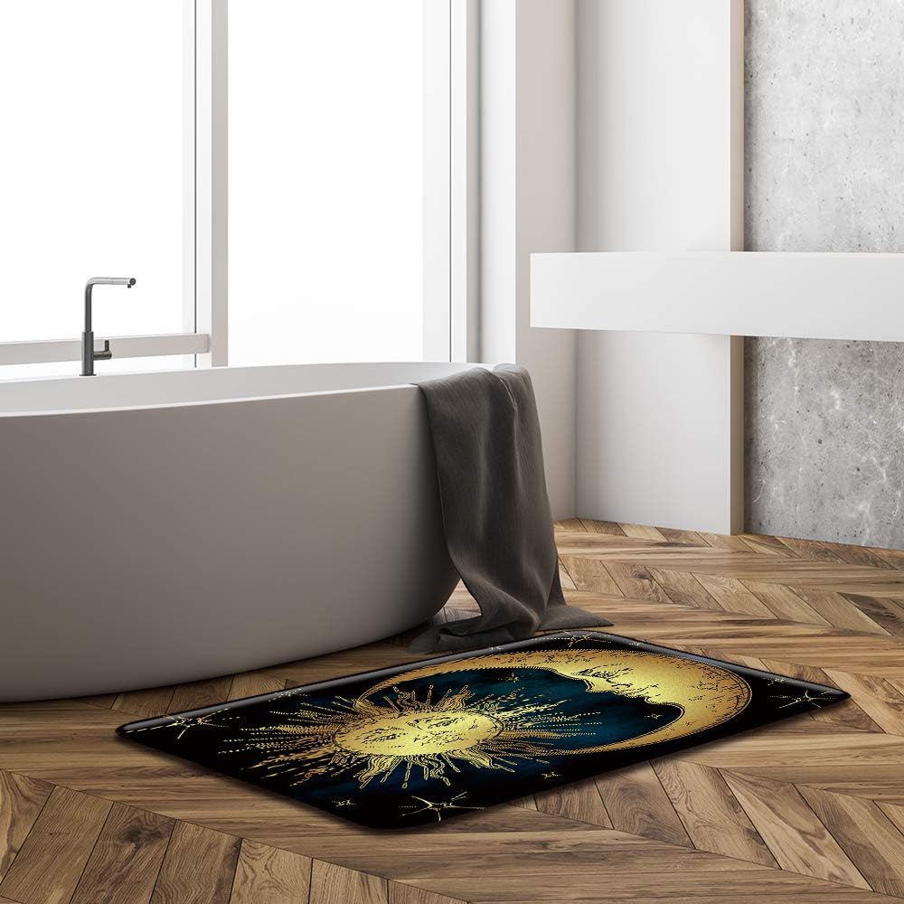 Sunhe Microfiber Memory Foam Bath Mat with Sun Moon Stars Design