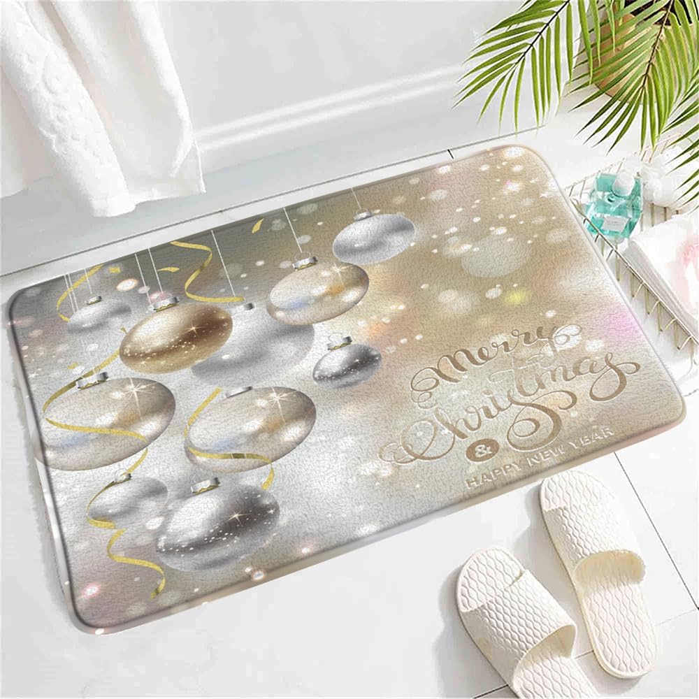 SATRTUD Christmas Ball Bath Mat 24x16 Inch