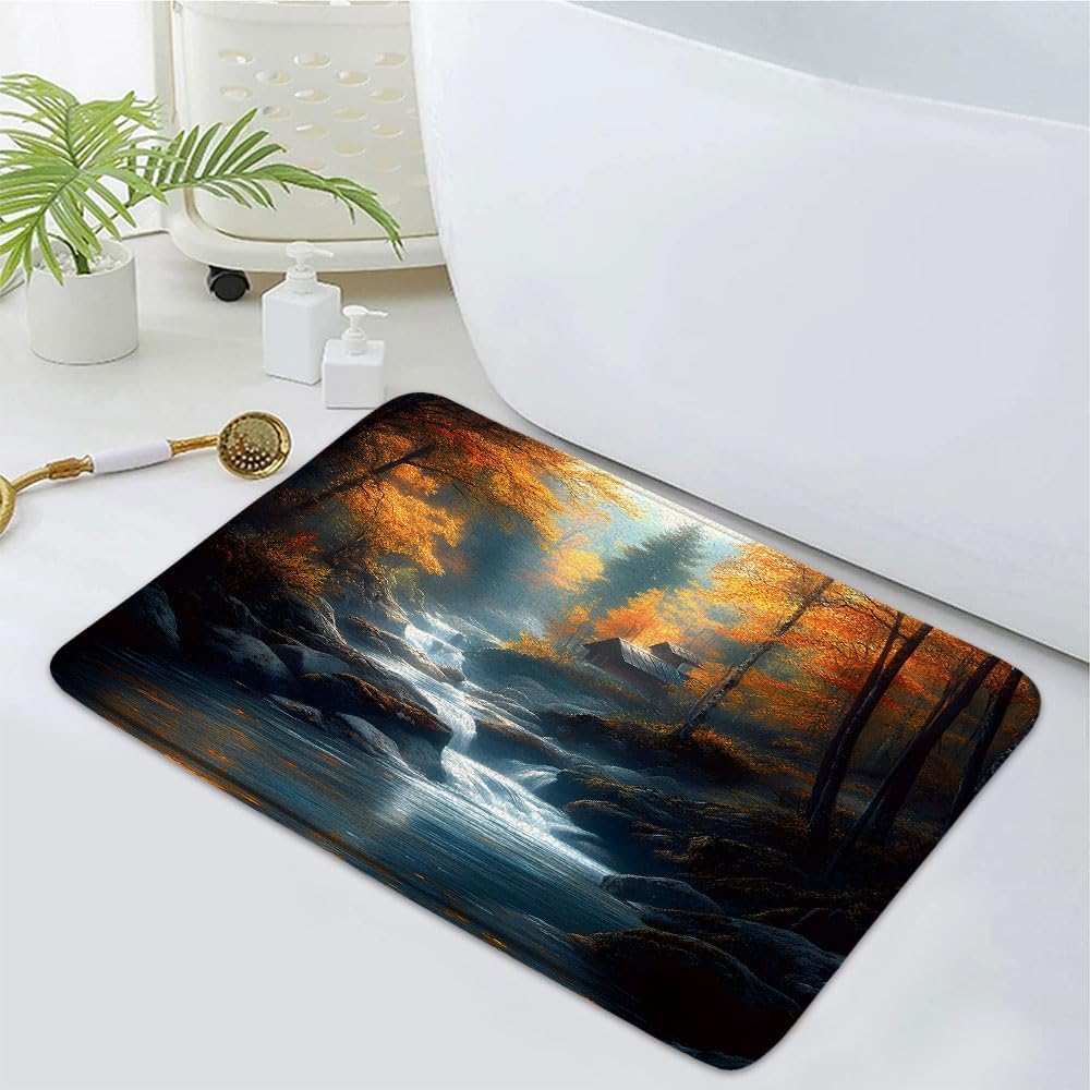 Autumn Waterfall Bath Mat 16x24 Inch Non-Slip