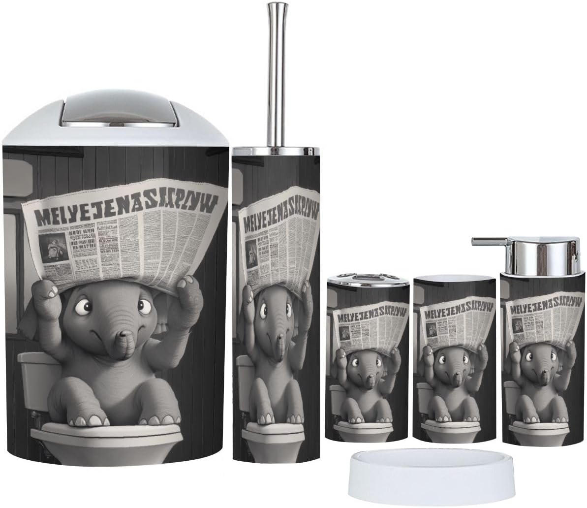 Boho Retro Bathroom Accessory Set 6 Piece