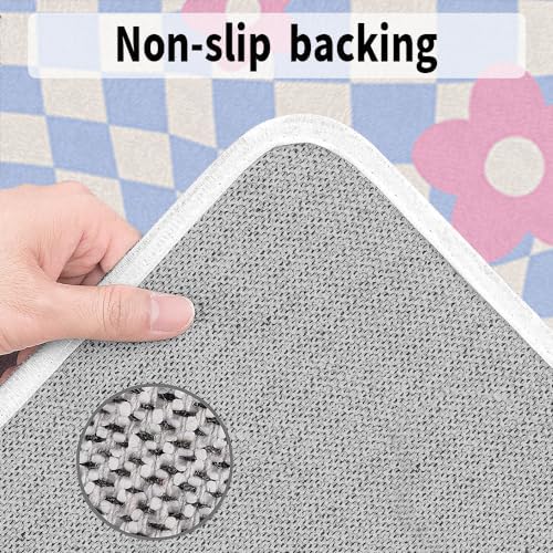 Vigesun Flower Bath Rug Non Slip Plush 16x24 Pink Purple
