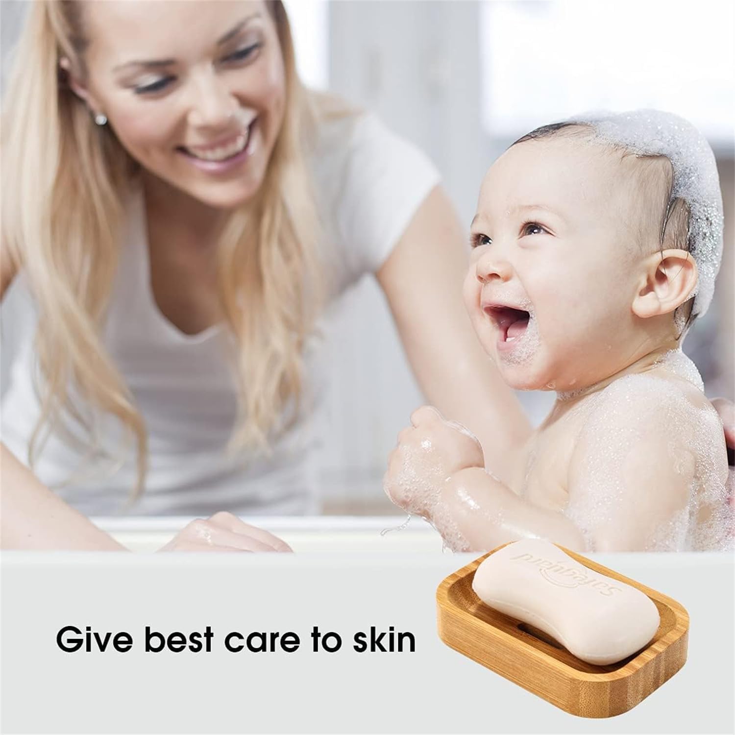 Eco-Friendly Bamboo Soap Dish Holder - 2-Pack for Bath Kitchen