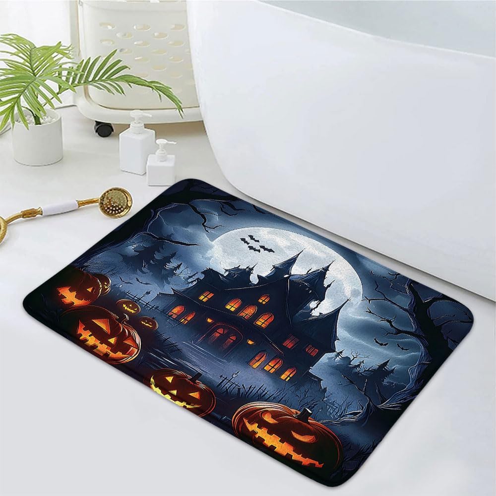 Halloween Castle Bath Mat 16x24 Inch Non-Slip