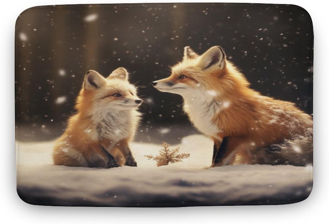 HighonHi Cartoon Fox Bath Mat 16x24 Non-Slip Flannel Rug