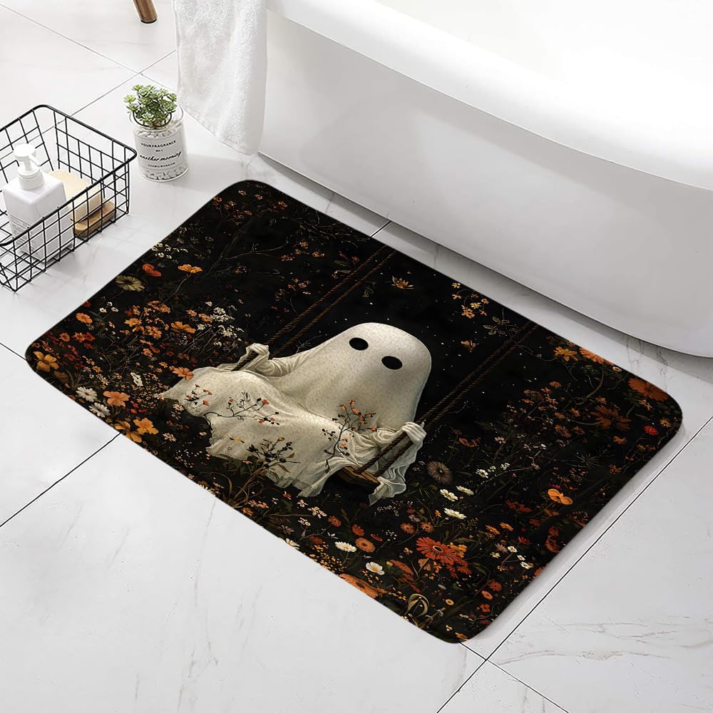 Gothic Ghost Garden Bath Mat - Non-Slip Waterproof