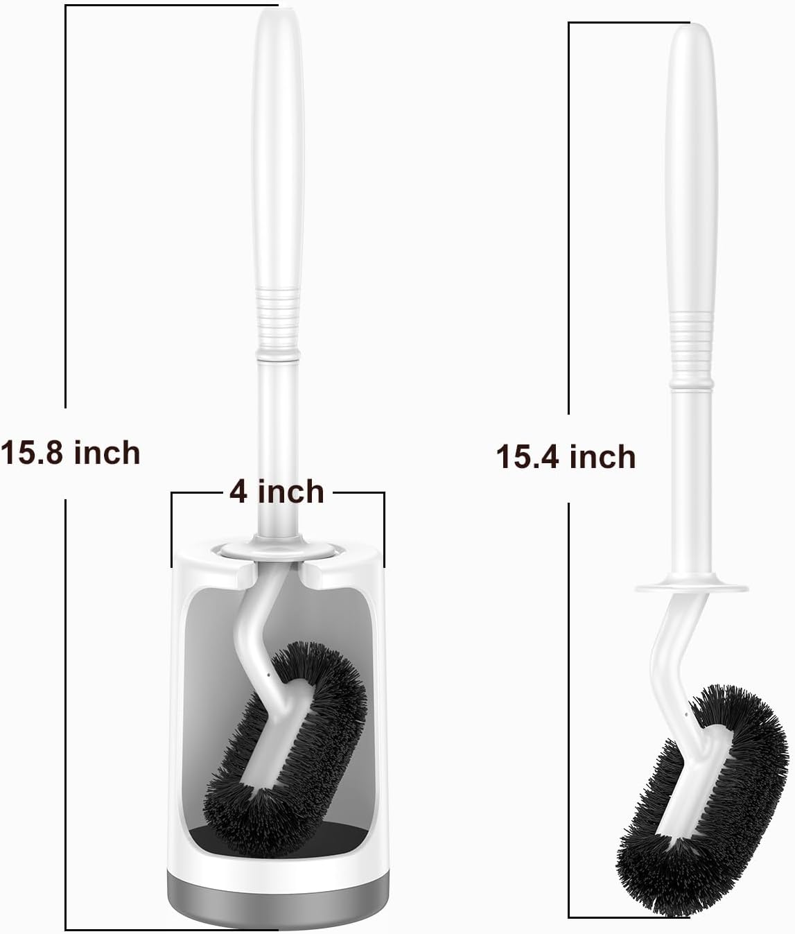 HAMITOR Toilet Brush Holder Set - 2 Pack Modern White Design