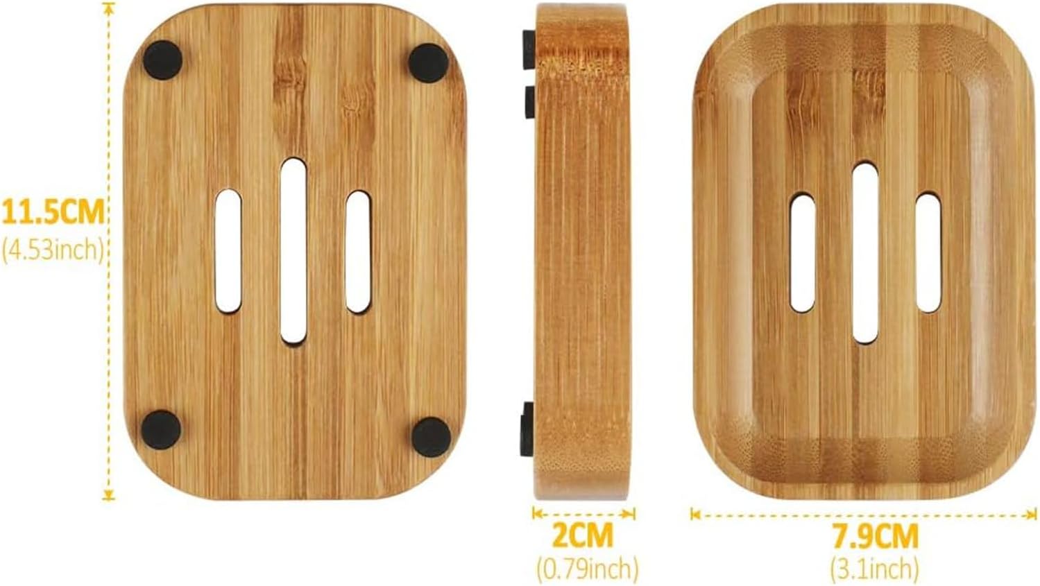 Eco-Friendly Bamboo Soap Dish Holder - 2-Pack for Bath Kitchen
