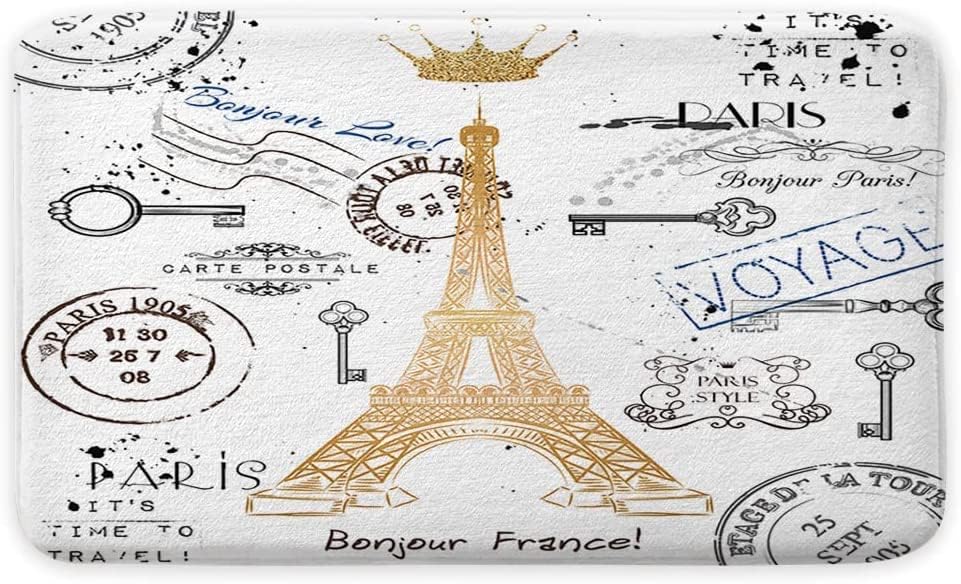 KXO Paris Bath Rug Set with Eiffel Tower Design