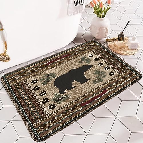 Bear Bath Rug Rustic Cabin Bathroom Mat