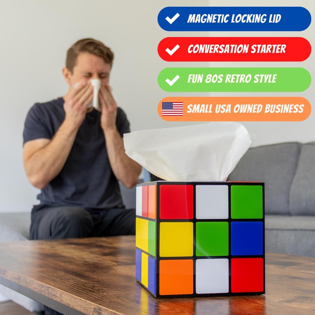 Magic Cube Tissue Box Cover - Retro 80s Home Decor