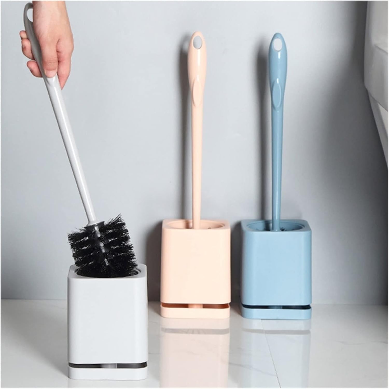 Toilet Brush with Base Wall-Mounted Light Grey