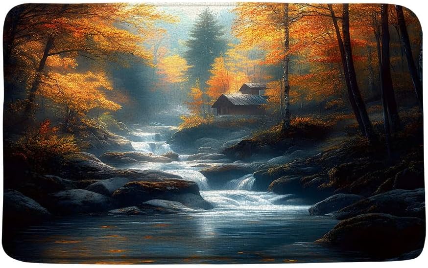 Autumn Waterfall Bath Mat 16x24 Inch Non-Slip