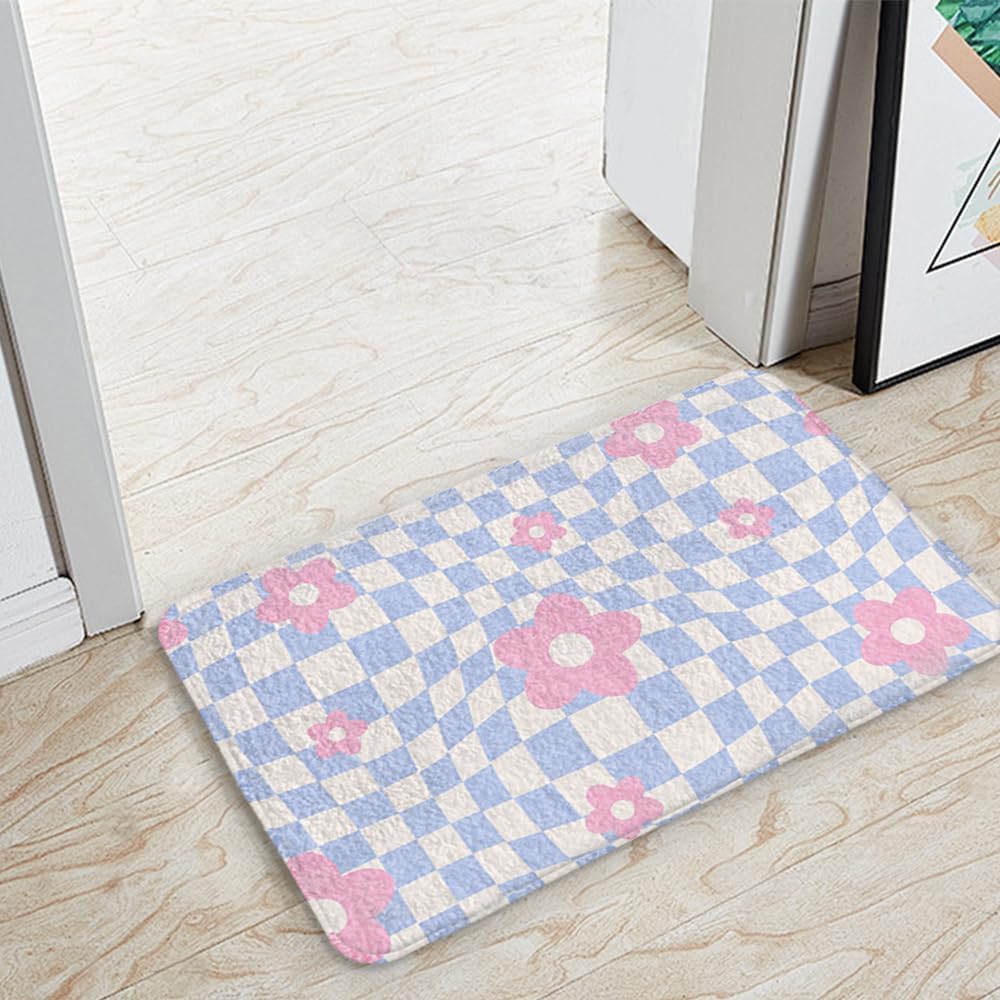 Vigesun Flower Bath Rug Non Slip Plush 16x24 Pink Purple