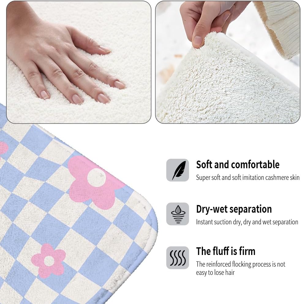 Vigesun Flower Bath Rug Non Slip Plush 16x24 Pink Purple