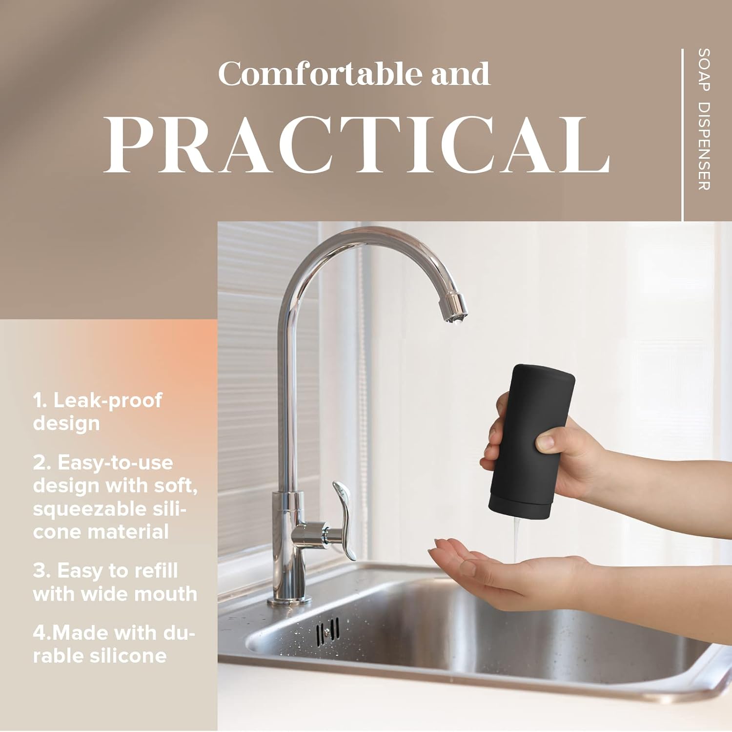 Elm Ridge Essentials 2PCS Silicone Soap Dispenser for Kitchen Sink 1