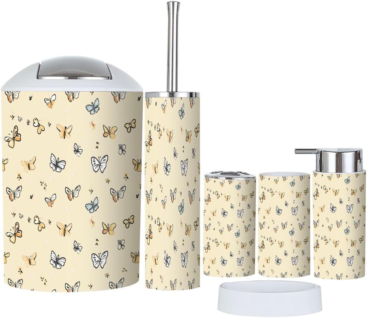 Boho Yellow Bathroom Accessory Set of 6 Pieces