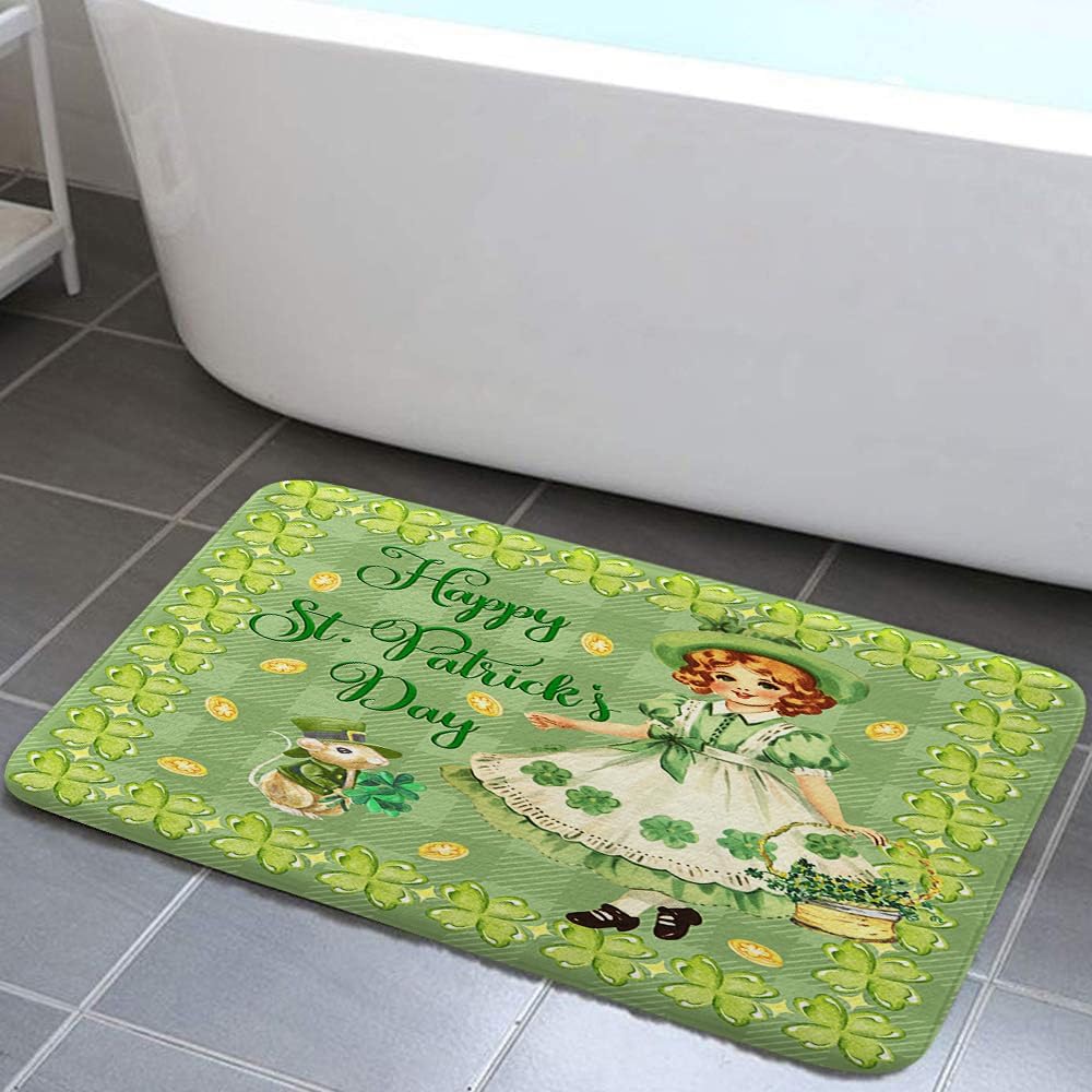 Grtuspr Happy St Patricks Day Bath Rug Non-Slip