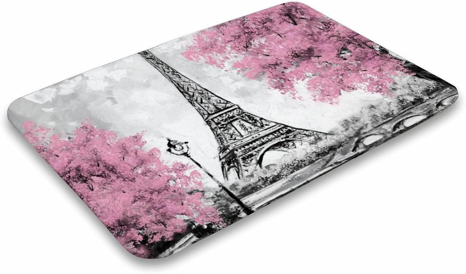 TICKPOT Paris Eiffel Tower Bath Rug 16x24 Inch Microfiber Non-Slip Plush Mat