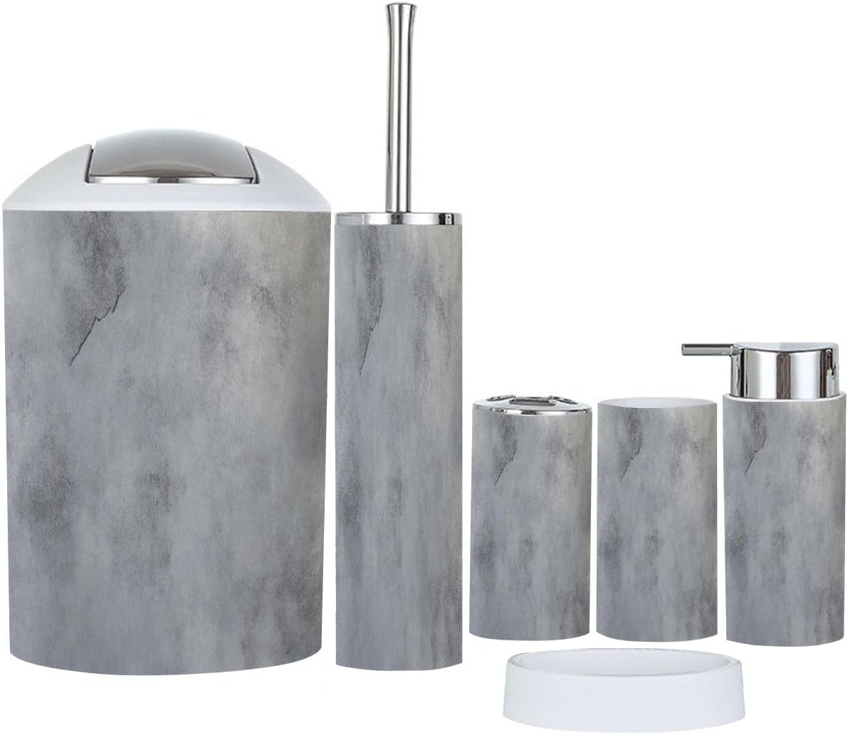 Boho Style 6 Piece Bathroom Accessory Set in Grey