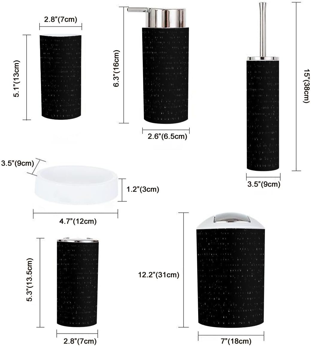 Boho Bathroom Accessory Set 6 Piece White Drum Symbols