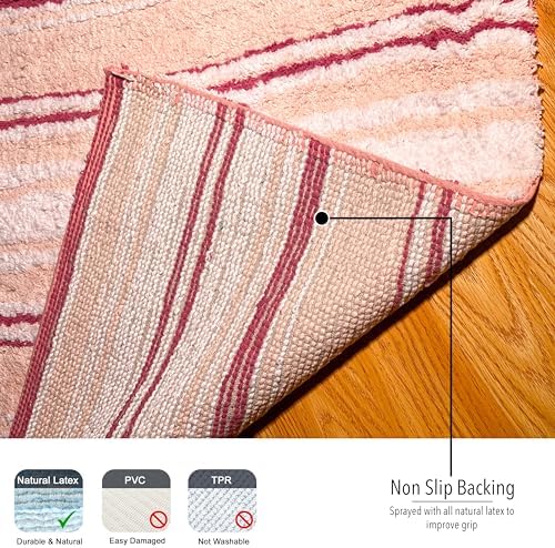 Chardin home Maui Bath Mat - White-Pink 21x34 Inches